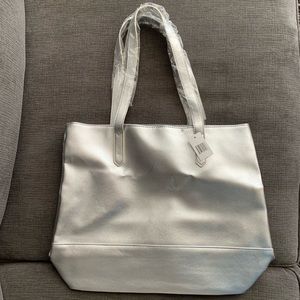 Metallic Silver Tote